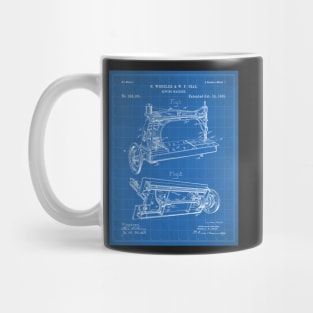 Sewing Machine Patent - Seamstress Craft Sewing Room Art - Blueprint Mug